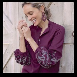 chicos Embellished Sleeve Pullover Top